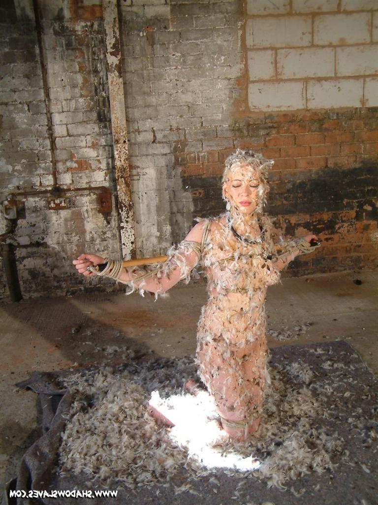 15P Bound blad Asian slavegirl tarred and feathered