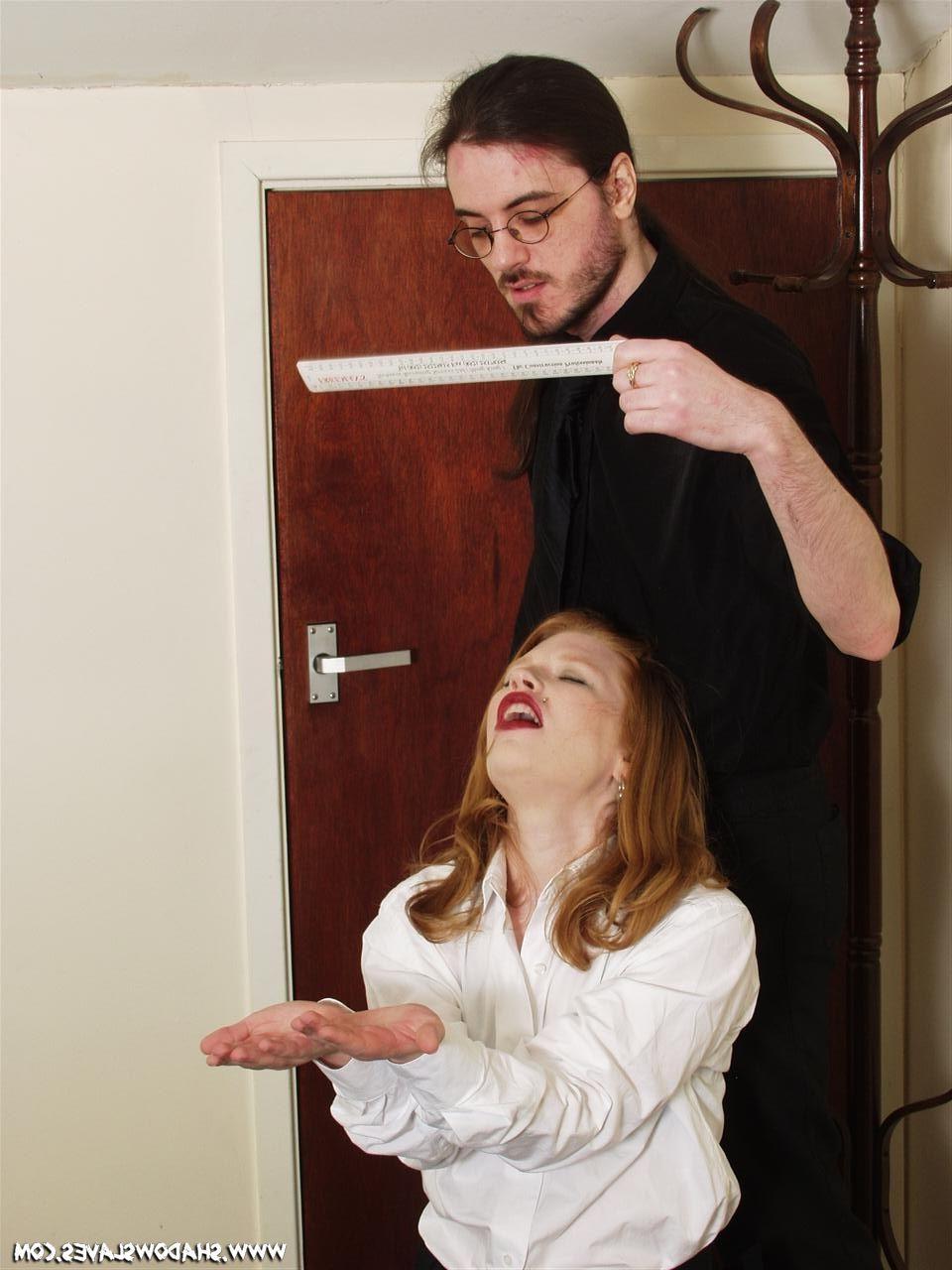 15P Flame haired naughty secretary is punished for cheek by her boss