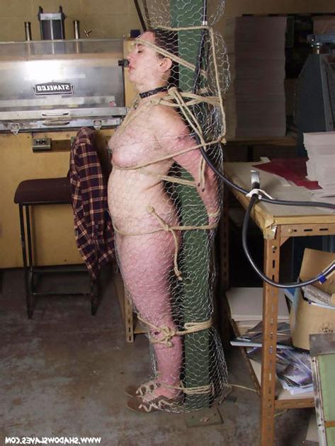 15P Plump submissive bound in rope and wire