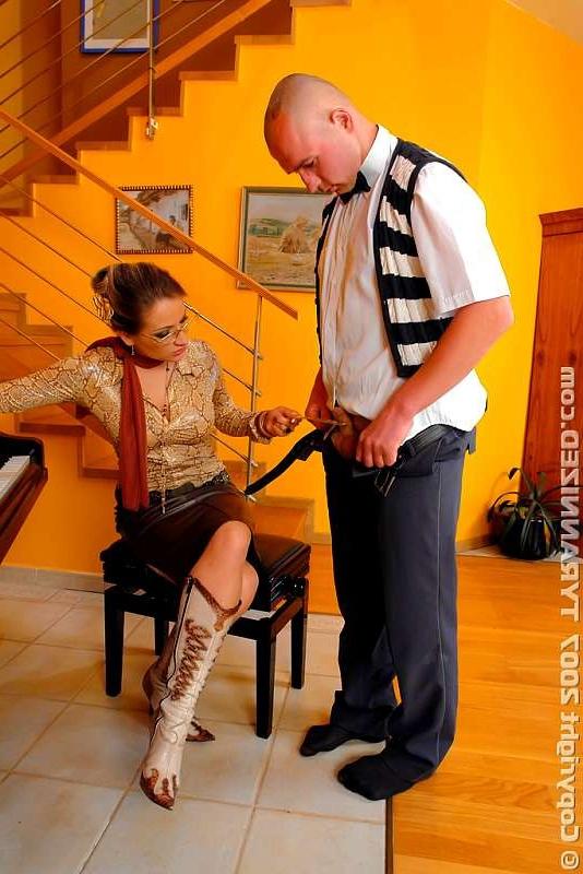 16P Piano teacher teaches boy a lesson in humiliation