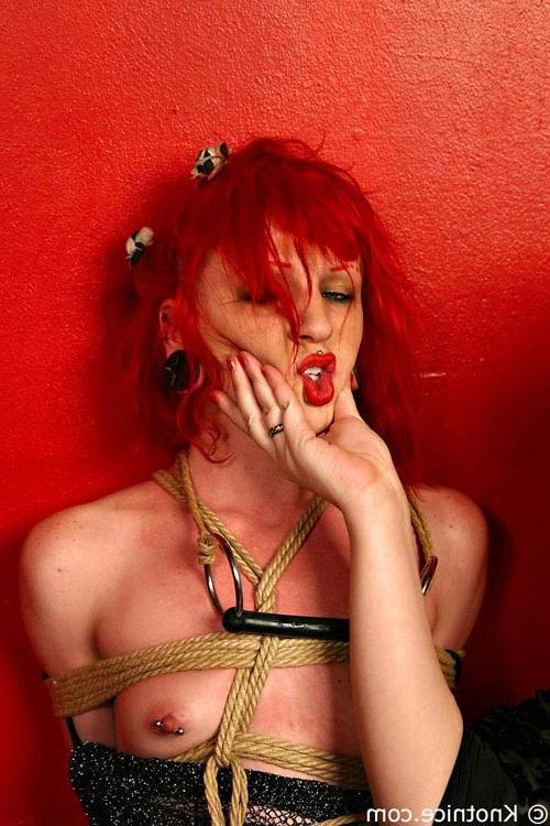 15P Gothic redhead gets tied up and shown who is boss