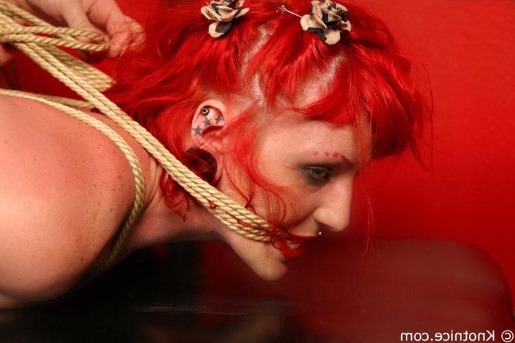 15P Gothic redhead gets tied up and shown who is boss