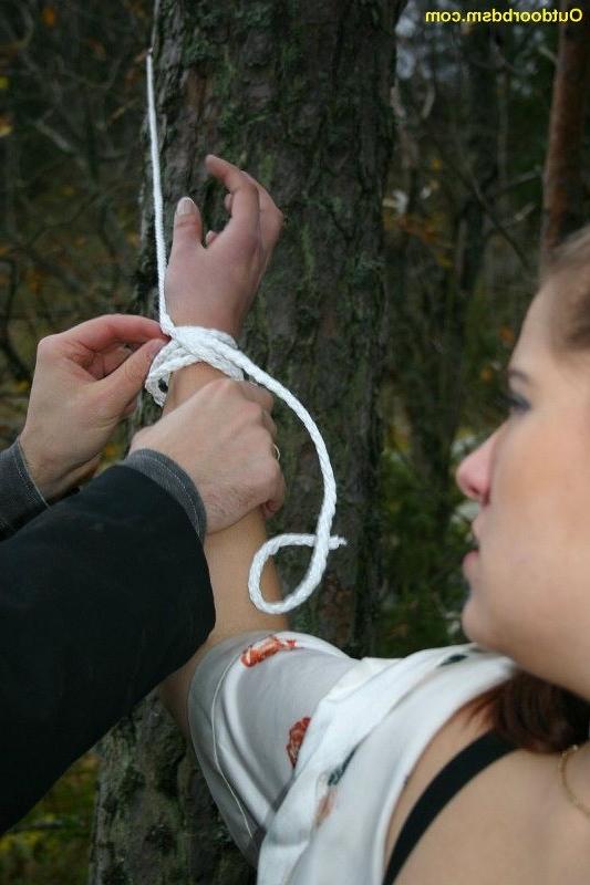 15P Girl bound and stripped outdoors