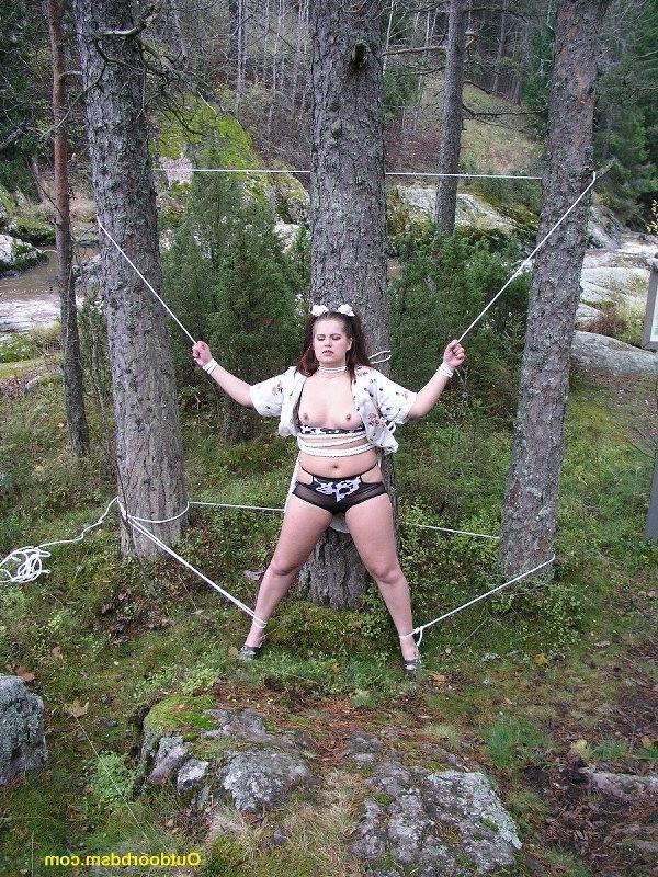 15P Girl bound and stripped outdoors