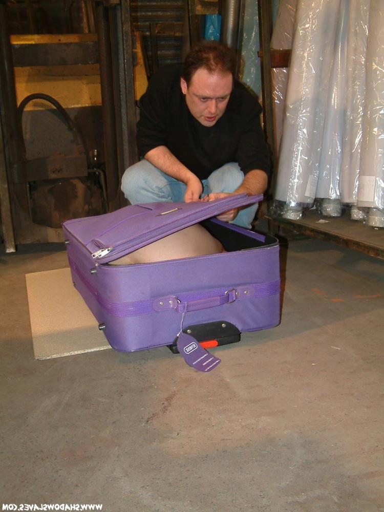 15P Oriental slavegirl bound and packed in suitcase