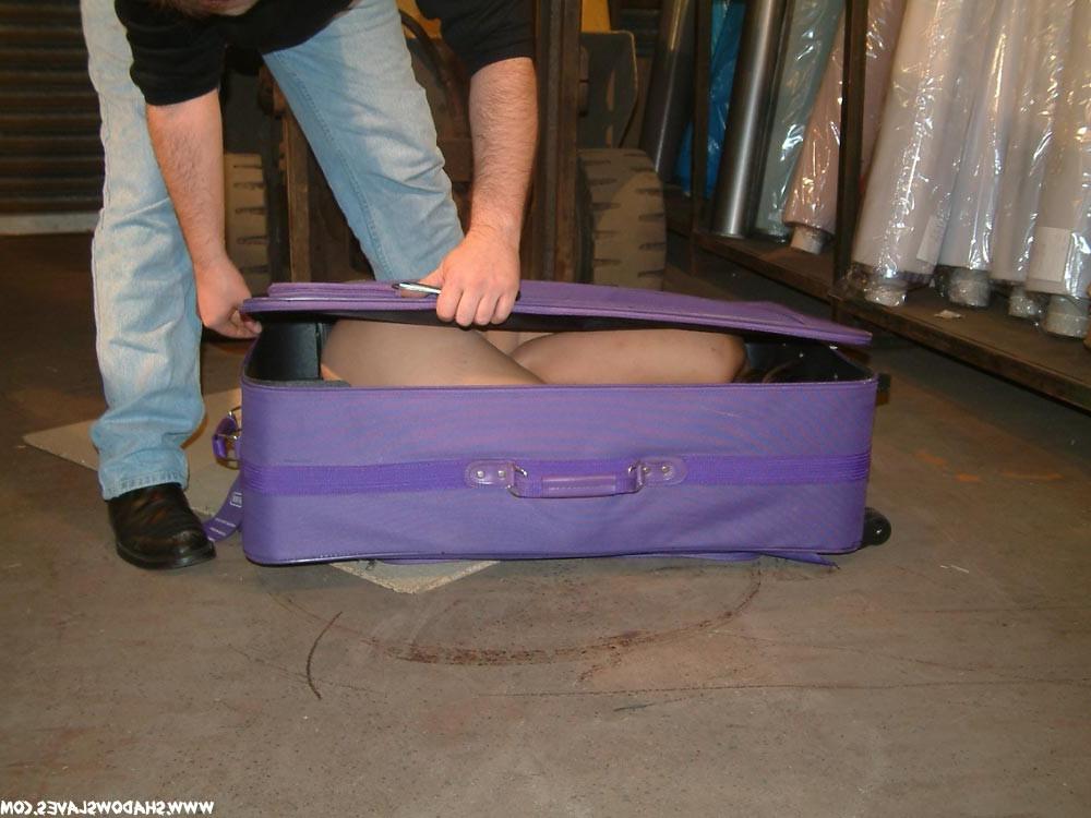 15P Oriental slavegirl bound and packed in suitcase