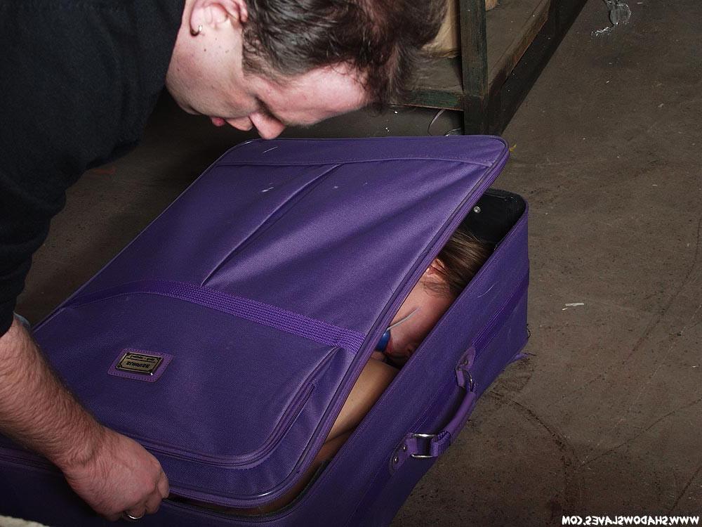 15P Oriental slavegirl bound and packed in suitcase