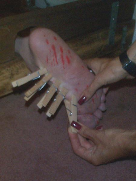 16P Sadistic femdoms tag team hapless submissive