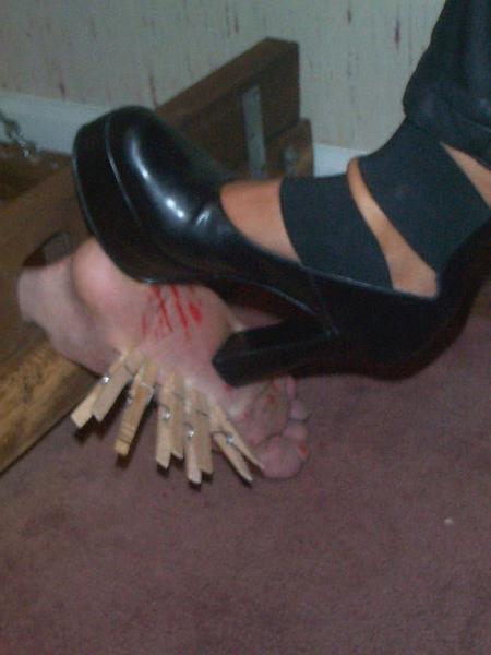 16P Sadistic femdoms tag team hapless submissive