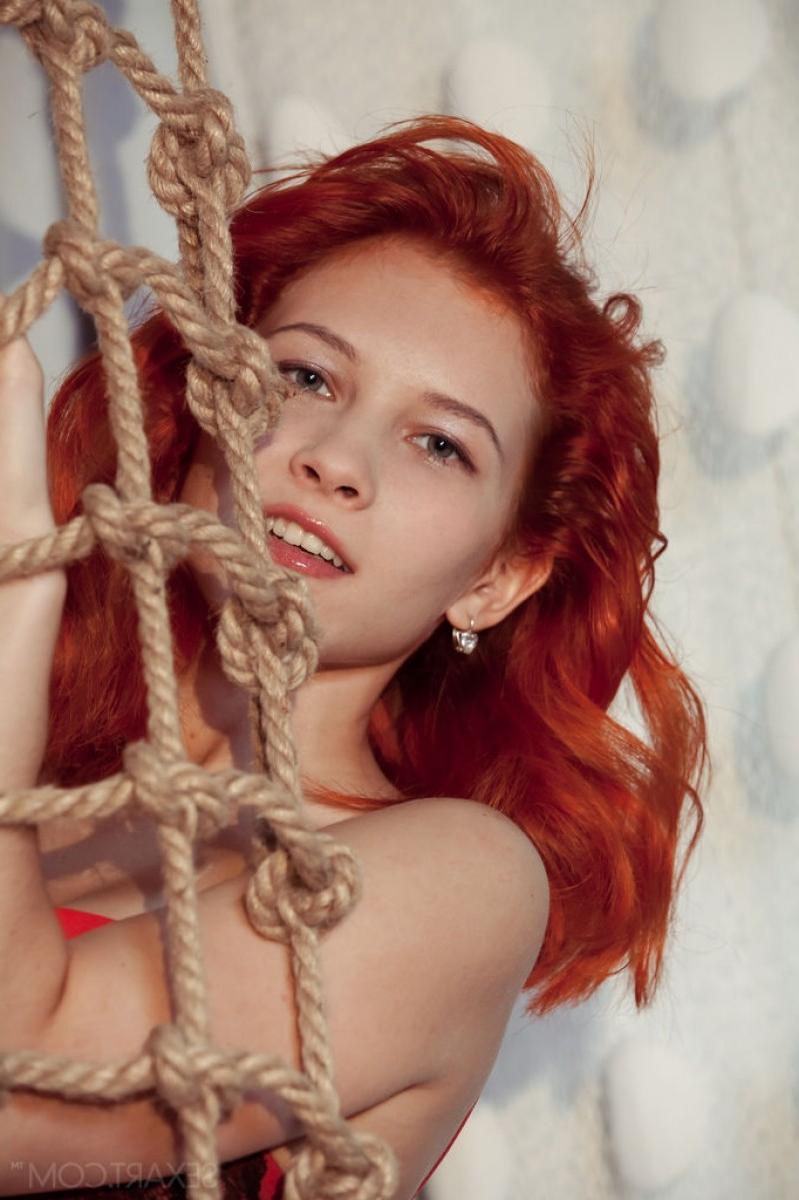 12P Super cute redhead with tan lines