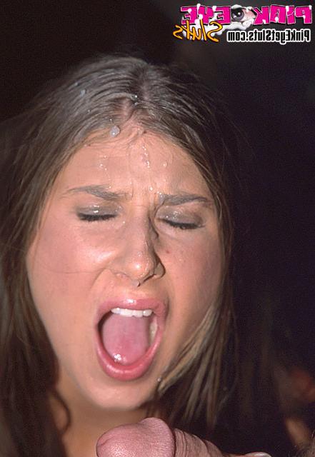 8P Slut is shocked to get a load of goo in her eyes