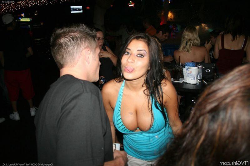 15P Alexa Loren flashes her big tits at club foam party