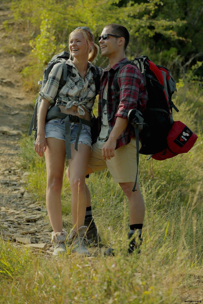 16P Cute teen Izzy sucks and fucks boyfriend in the woods