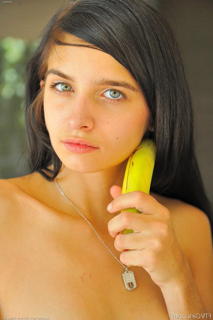 15P Tight petite small breasted teeny fucking a banana