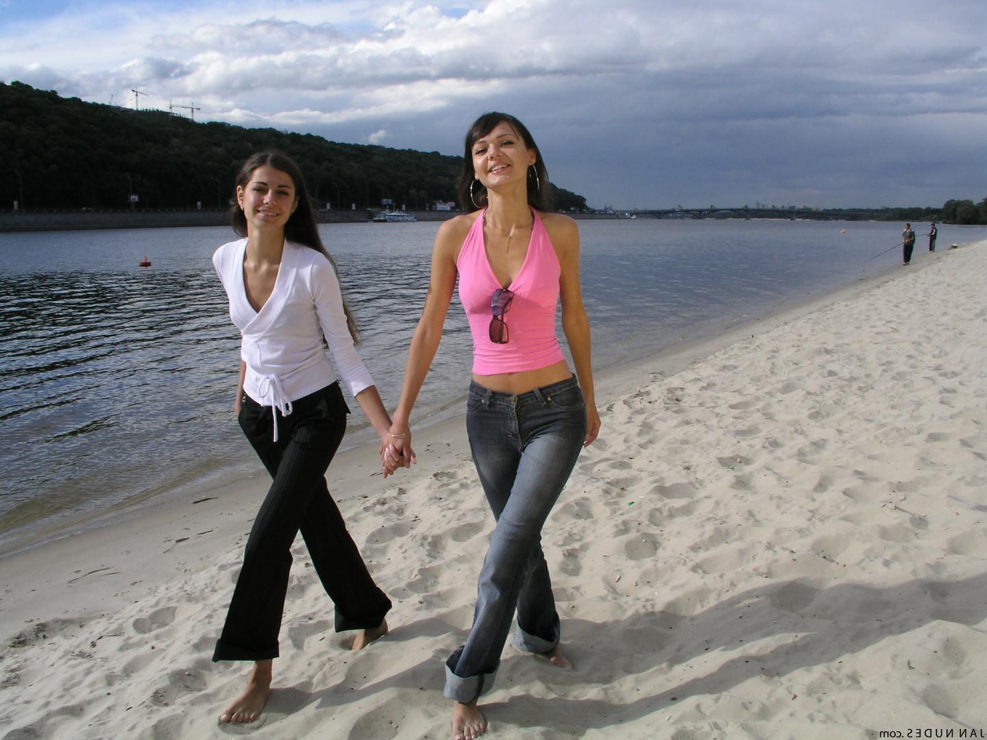 12P Two Ukrainian BFFs show Jan the local beach and a little skin