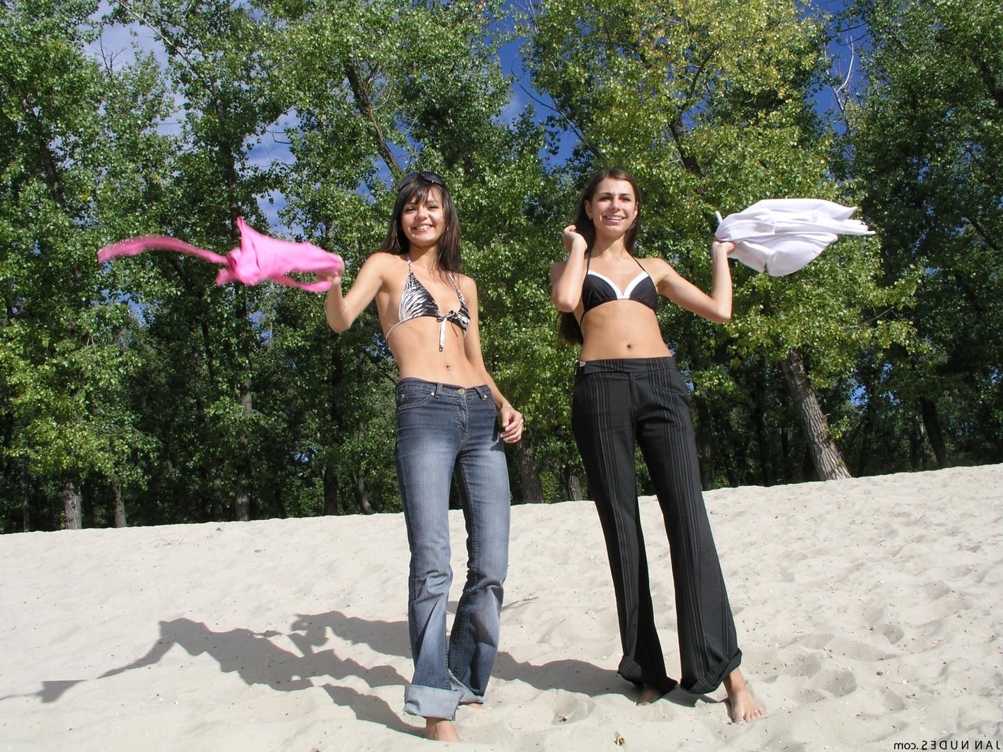 12P Two Ukrainian BFFs show Jan the local beach and a little skin