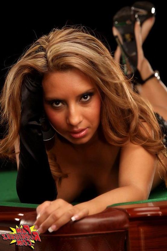 16P sexy latina babe posing on a pool table