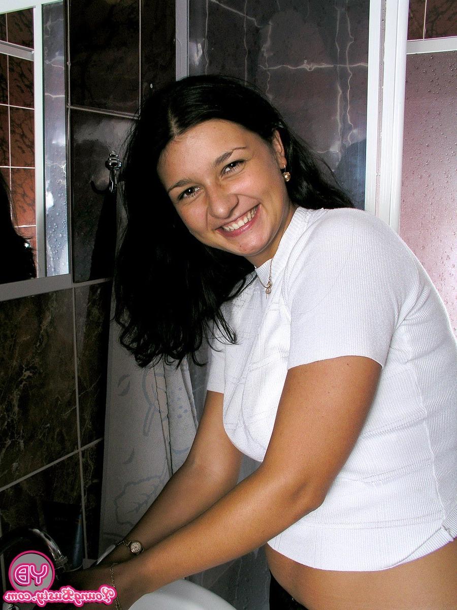 14P Natural teenager with big boobies takes a steamy shower