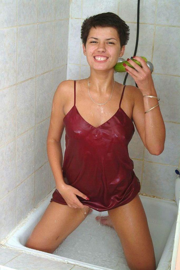 15P hot teen fucking pussy with cucumber