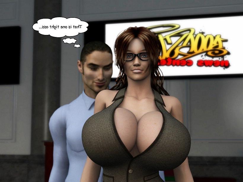 15P Gigantic boobs 3D babe at the job interview