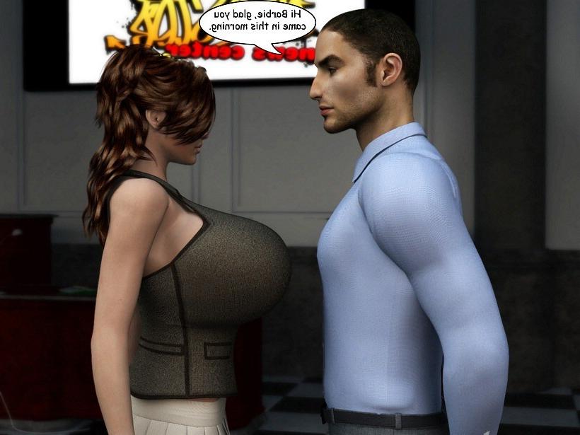 15P Gigantic boobs 3D babe at the job interview