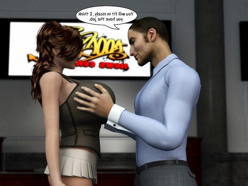 15P Gigantic boobs 3D babe at the job interview