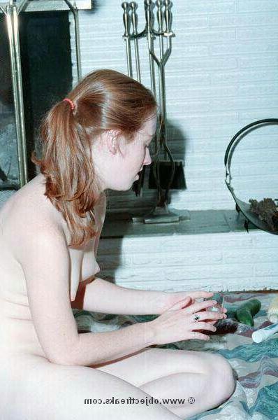 16P amateur redhead masturbating with a cucumber