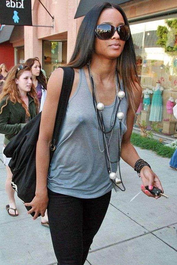 16P Ciara black pop star celebrity showing her big hard nipples