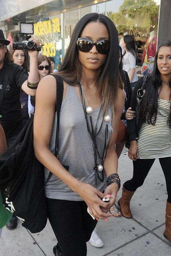 16P Ciara black pop star celebrity showing her big hard nipples