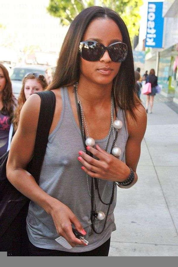 16P Ciara black pop star celebrity showing her big hard nipples