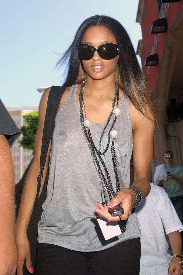 16P Ciara black pop star celebrity showing her big hard nipples