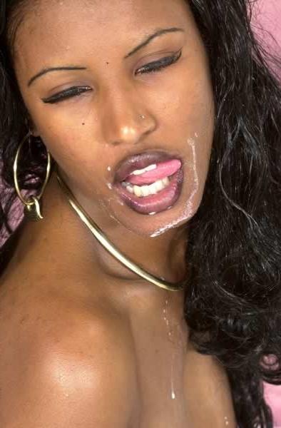 16P Black babe in lingerie showing big natural tits