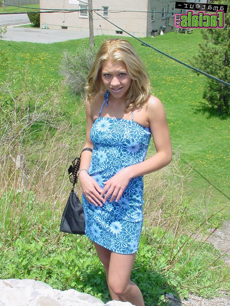 15P Ashley gets a messy facial outside