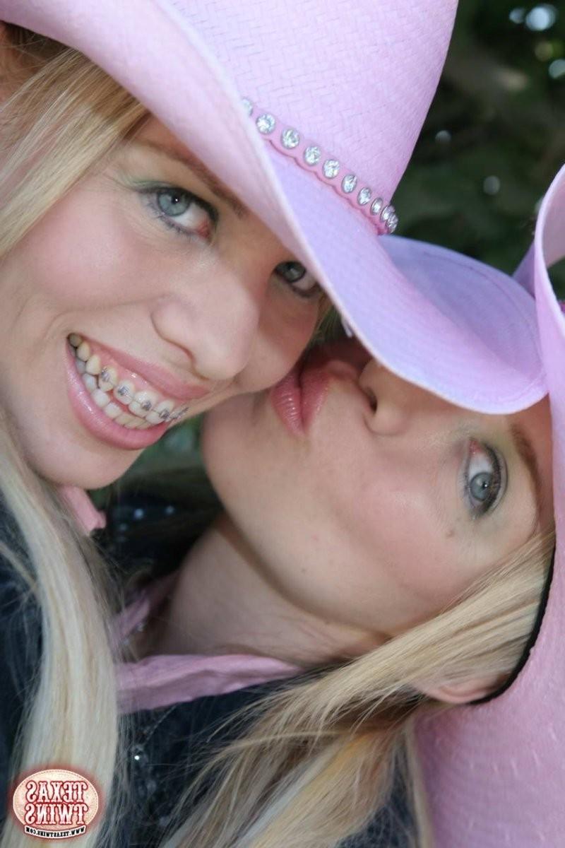 16P Cow girl twins gets naked to show their small tits