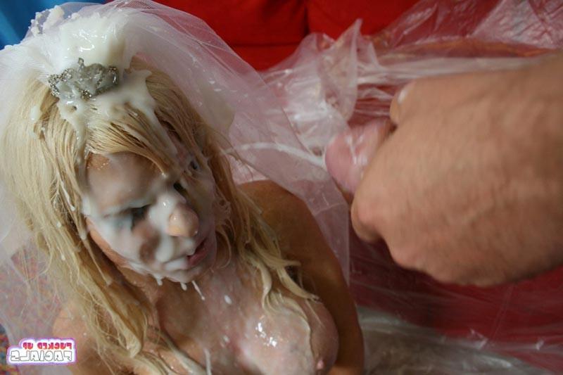 15P Hot blonde busty babe gets very messy facial cumshots