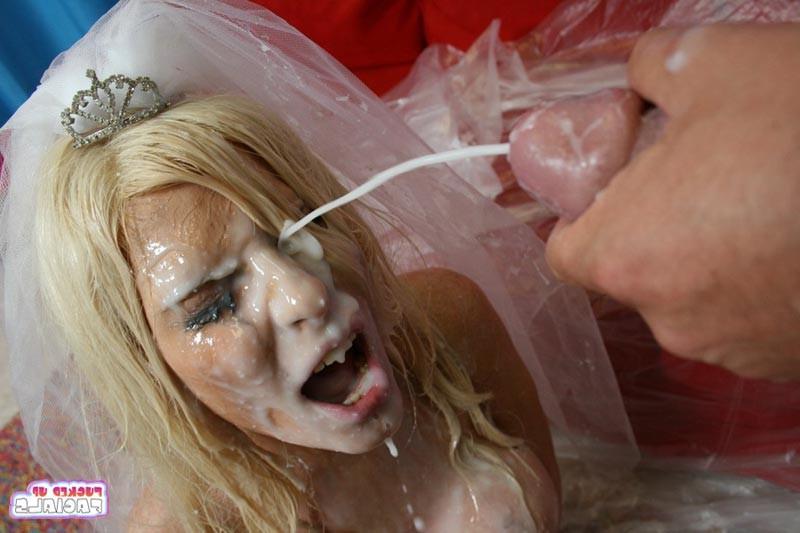15P Hot blonde busty babe gets very messy facial cumshots