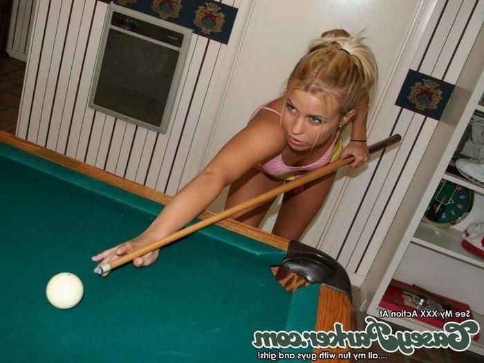 15P Casey Parker lez fun on the pool table