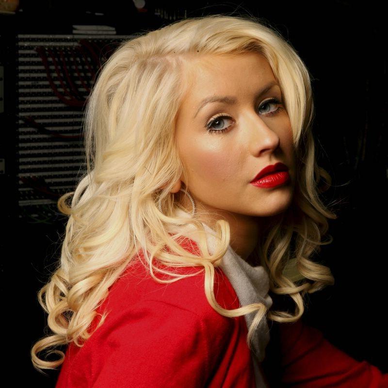 15P Celebrity Christina Aguilera in sexy seethrough and short skirt
