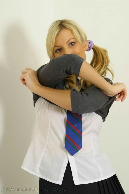 16P Blonde schoolgirl teen with pigtails in panties