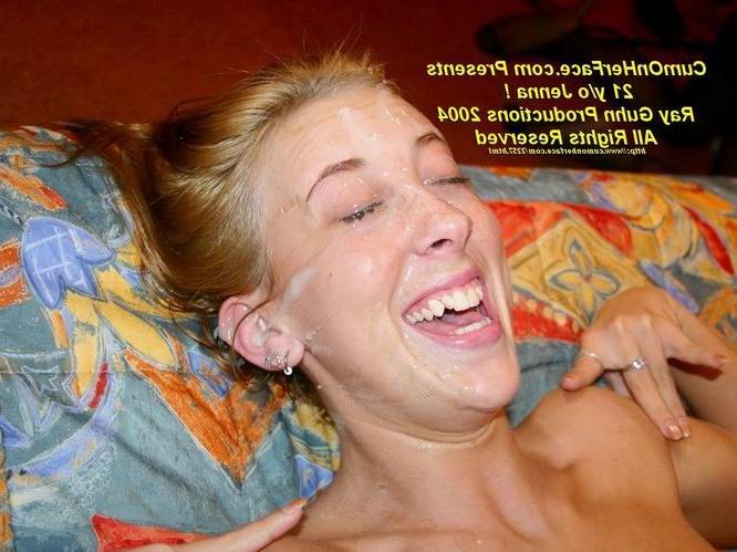 16P Blonde teen group messy facial