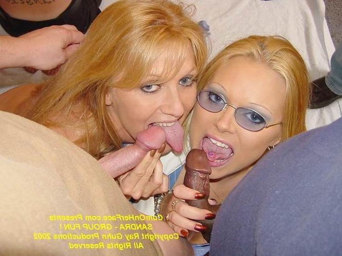 16P Blonde babe group messy facial