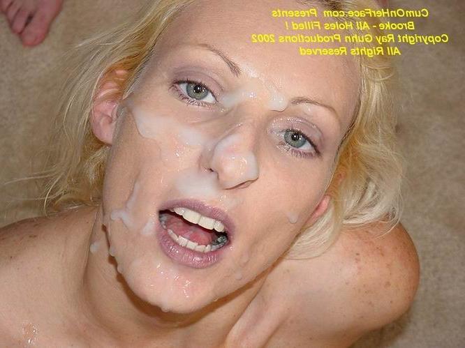 15P Blonde babe getting a group messy facial