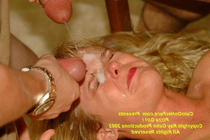 16P Blonde girl group messy facial