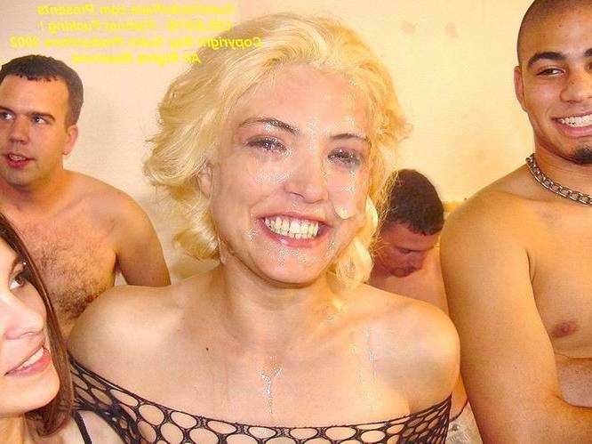 16P Blonde group messy facial