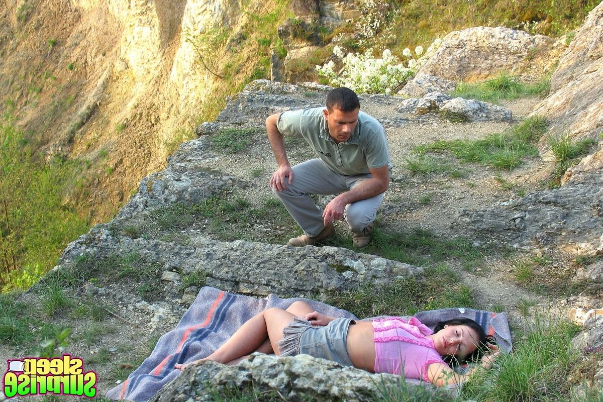 14P Tired teen falls asleep outdoor and gets a stiff surprise