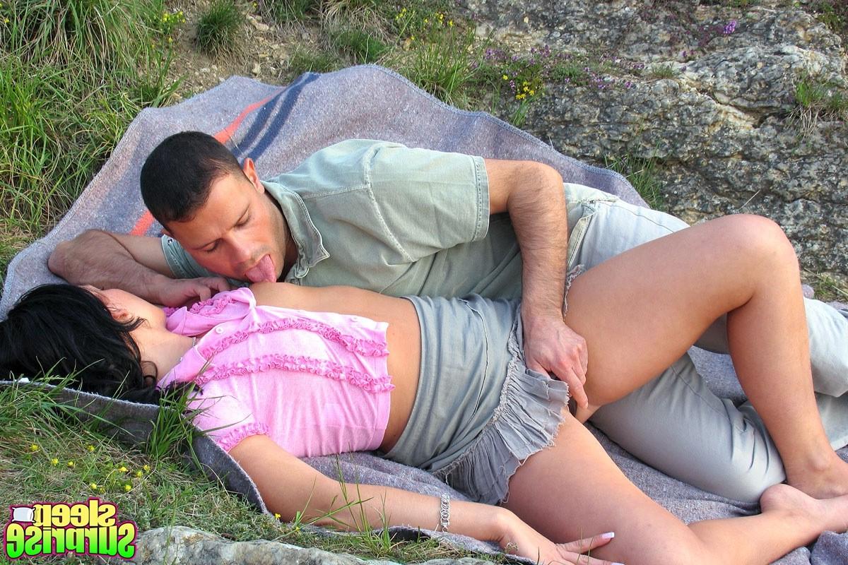 14P Tired teen falls asleep outdoor and gets a stiff surprise