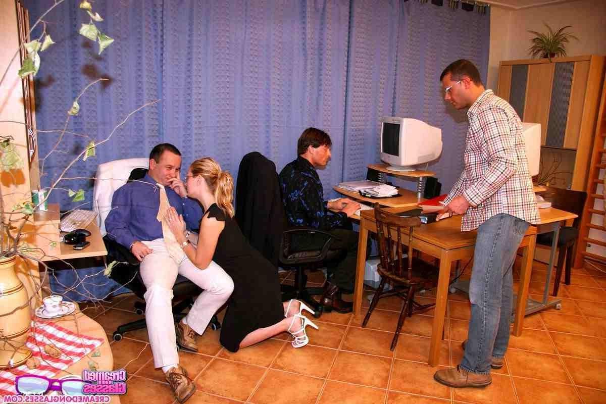 14P Slut gangbanged and her glasses covered in cum