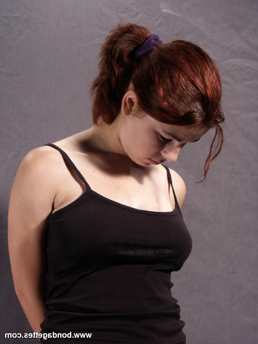 16P Pretty redhead in nylons is strictly hogtied in tight rope bonda