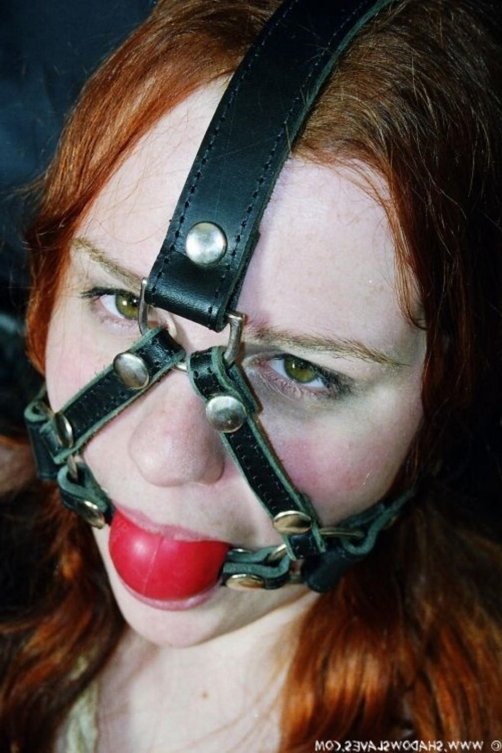 16P Amateur red haired sub is bound and ball gagged