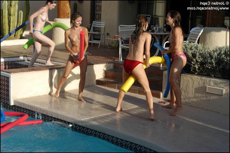16P Jordan Capri and her girlfriends get naughty in the pool!